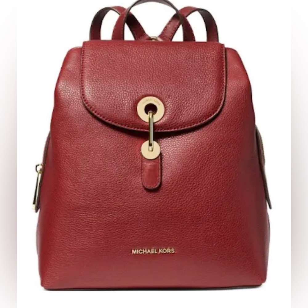 Michael Kors Raven Leather Backpack Brandy/Gold